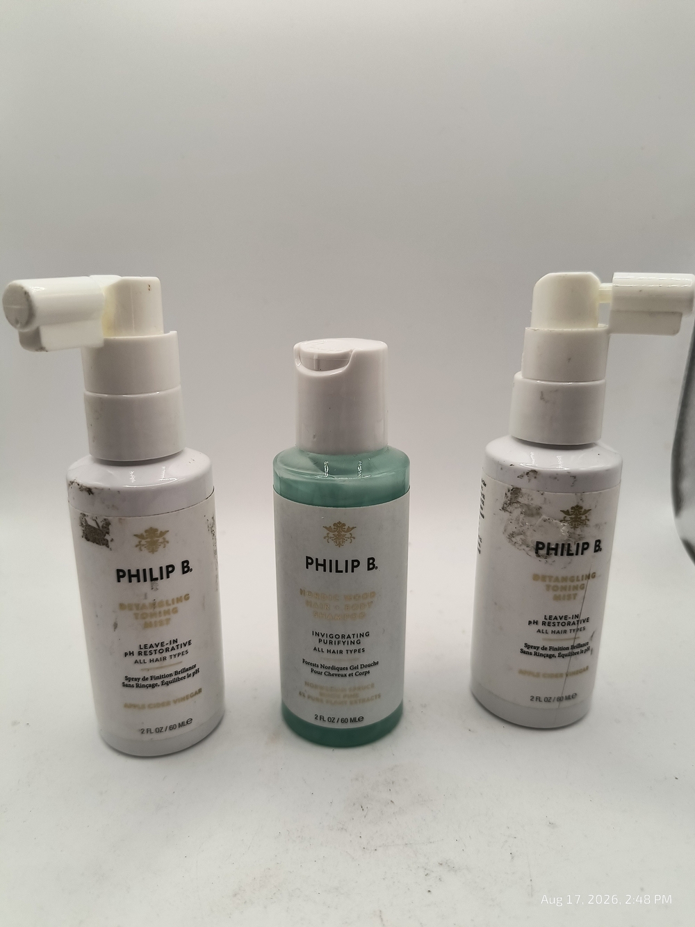 Philip B Hair Care Set Nordic Wood Body+ Shampoo + 2 Detangling Toning Mist 2oz